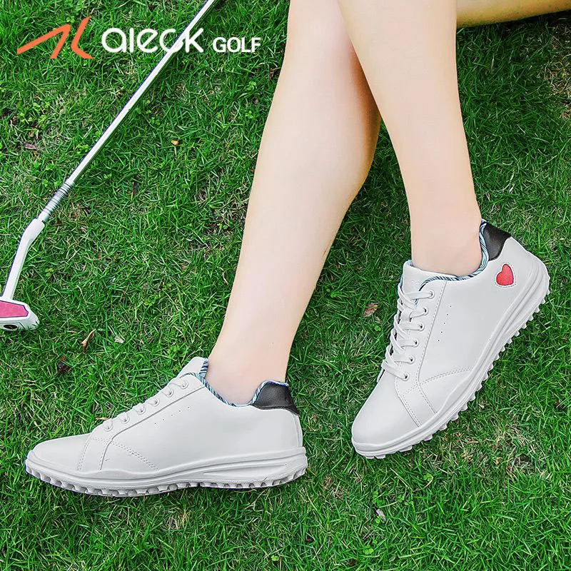 Zapatos de Golf impermeables y transpirables para mujer, zapatos informales atléticos, pinchos fijos, zapatos blancos pequeños