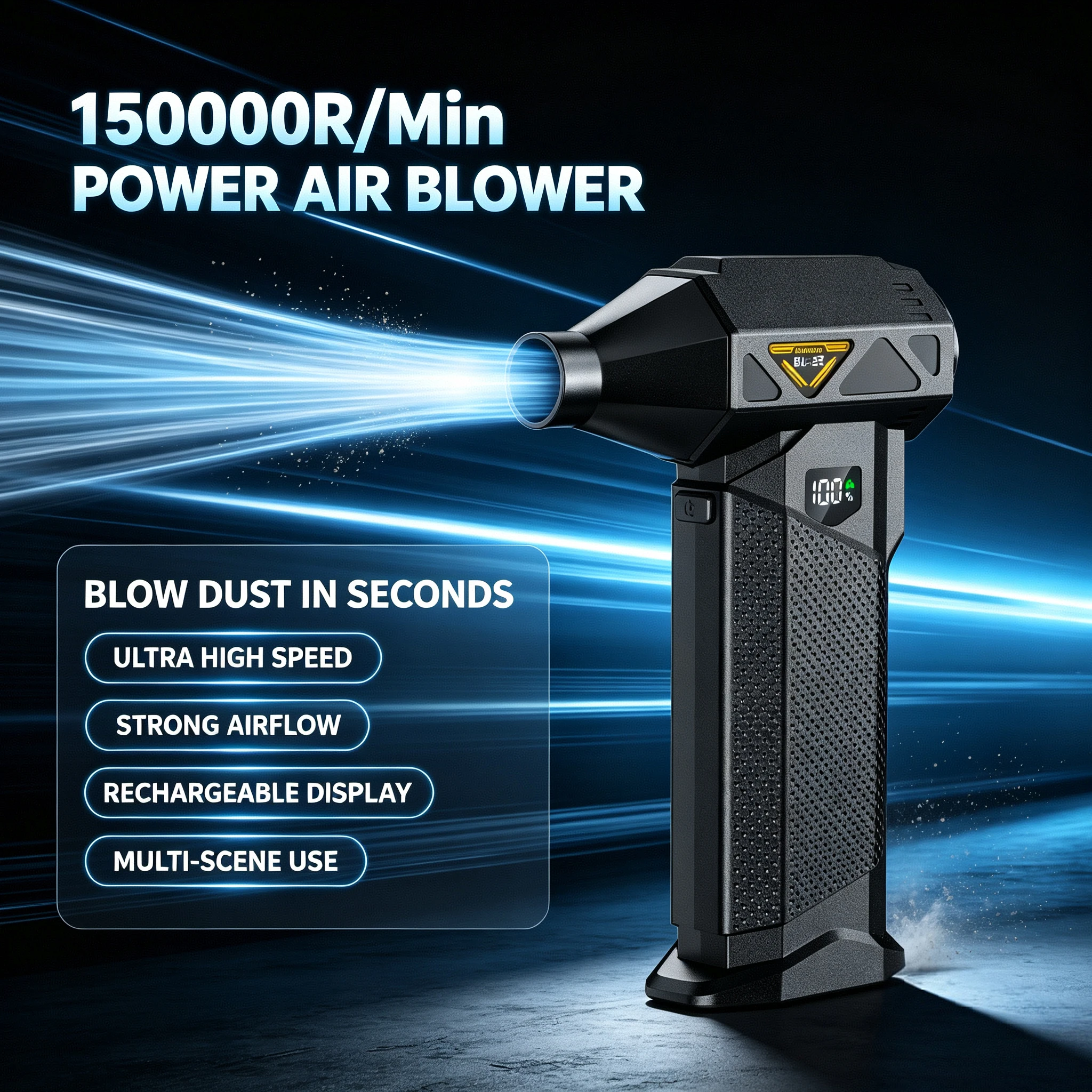 Mini Cordless Turbo Air Blower USB Rechargeable High Power Handheld for Car Interior AC Vent Seat Keyboard Home Dust Cleaning