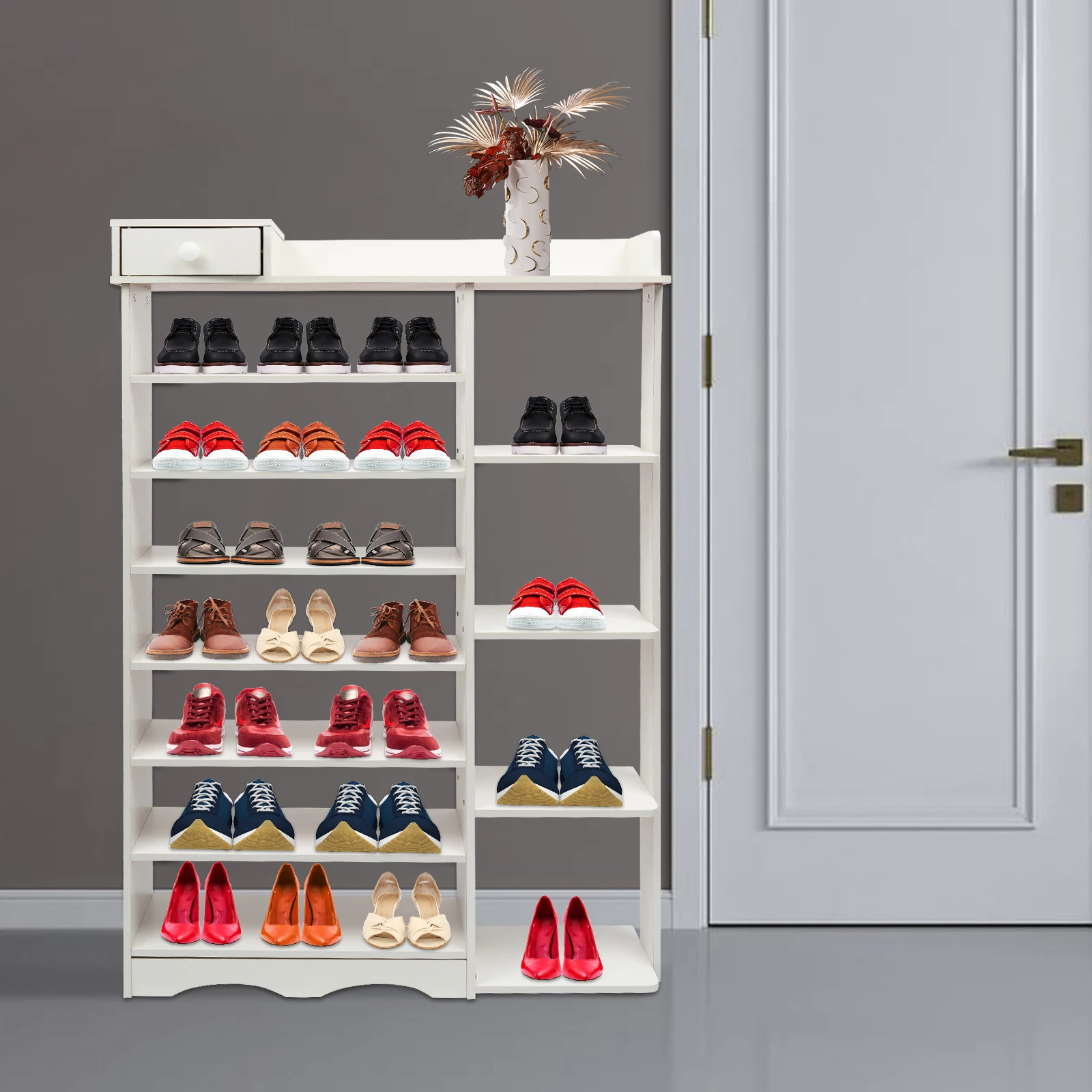 Shoe Rack 8 Tier Shoe Organizer White Shoe-shelf Entryway Hallway Organizers