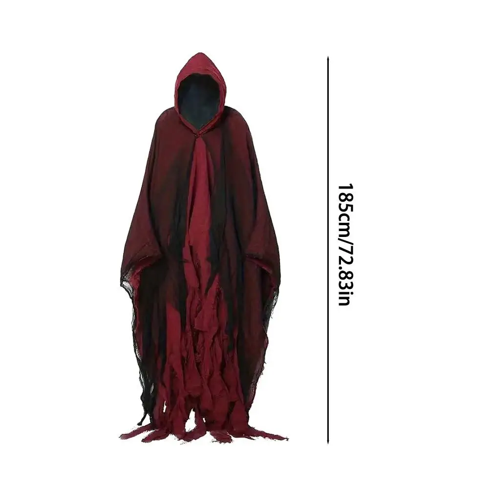 جديد مرعب الهيكل العظمي هالوين عباءة مع هود شبح تأثيري زي حفلة الرعب فستان زي عباءات الدعائم #6