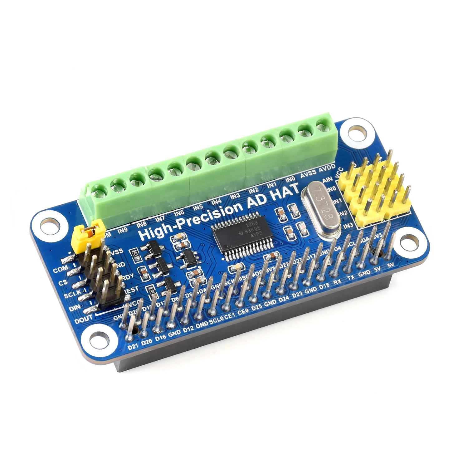 10-Channel 32Bit ADC HAT Expansion Board for RasPi RPI Raspberry Pi Zero 2 W 3 4 Model B 5 Analog-to-Digital Converter Projects