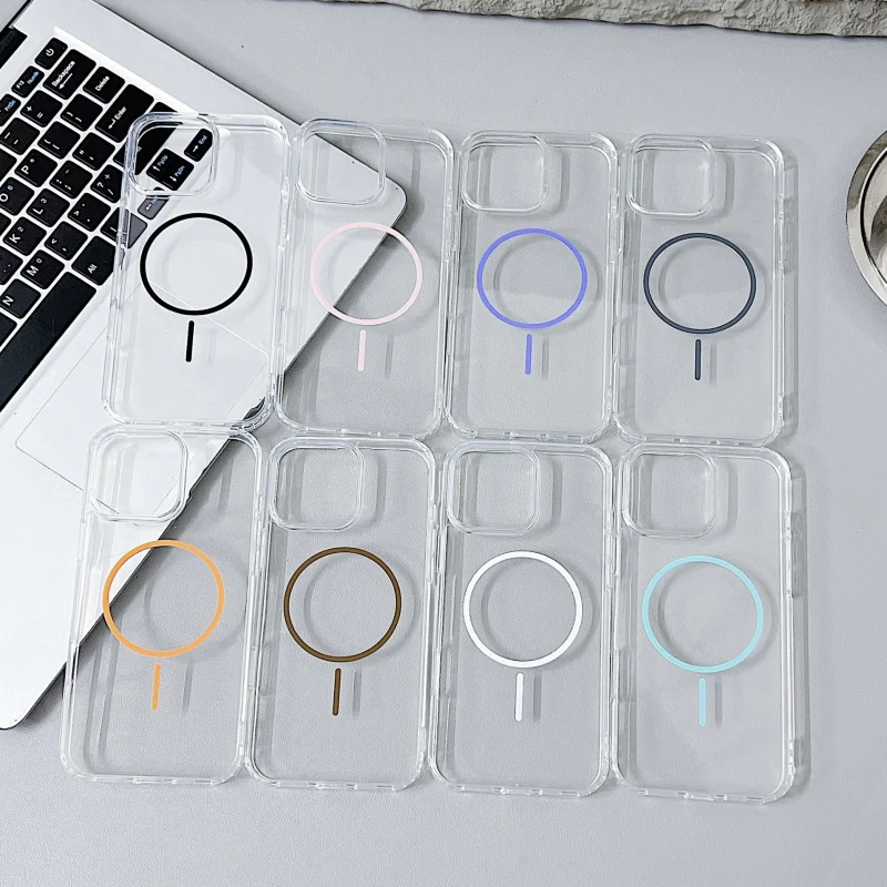 

Colorful thin ring acrylic magnetic attachment applicableiphone 16promaxNew ultra-thin cooling phone caseiphone15Simple, transpa
