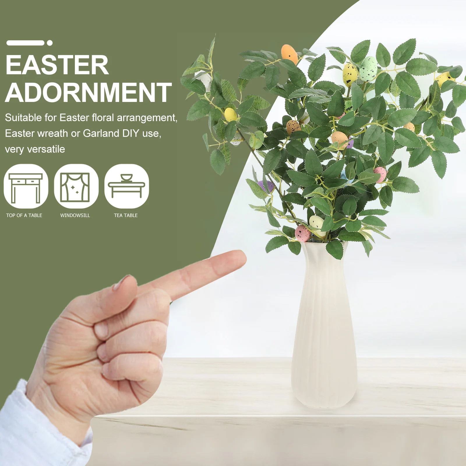 

5Pcs Artificial Easter Egg Twig Stems Vase Filling Picks for Easter Party Decoration Floral Arrangement