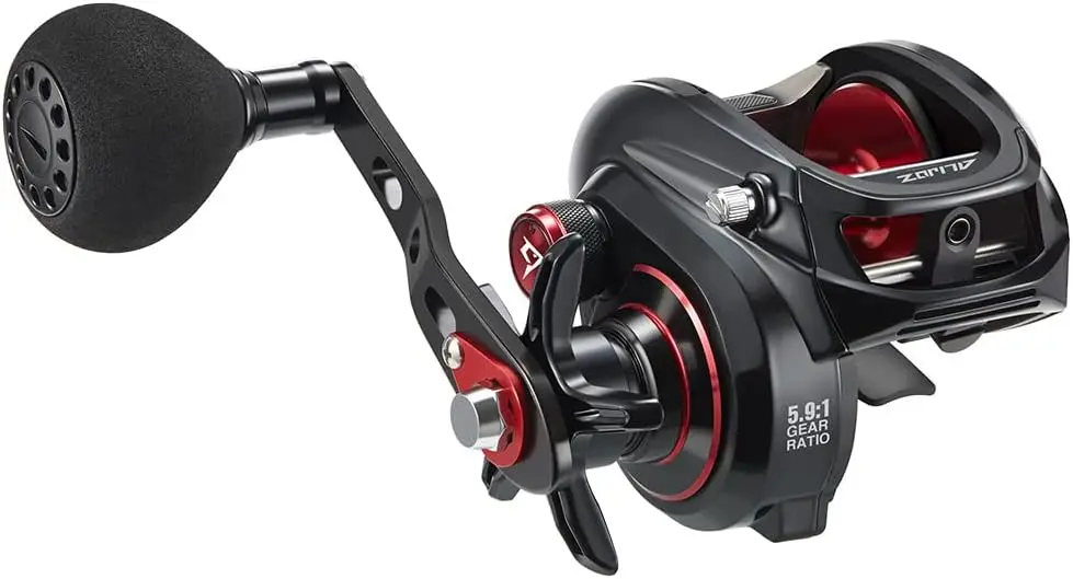 

Baitcaster Fishing Reel, 300 Size Aluminum Frame Baitcasting Reel, 5.9:1 Gear Ration 33Lbs Max Drag, Freshwater & Saltwater Low