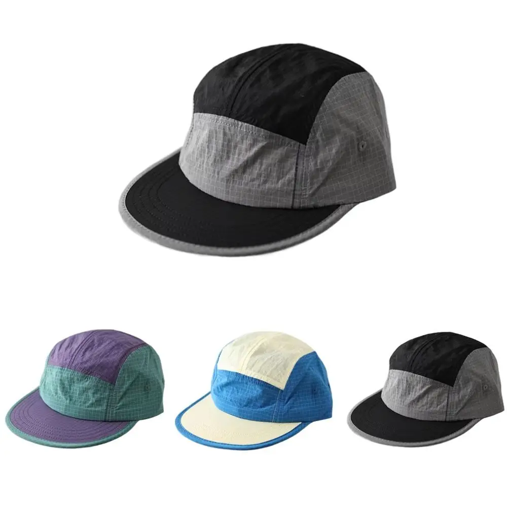 Casual Japanese Style Splicing Baseball Cap Quick-drying 5-Panel Snapback Hats Adjustable Thin Sun Visor Cap Unisex