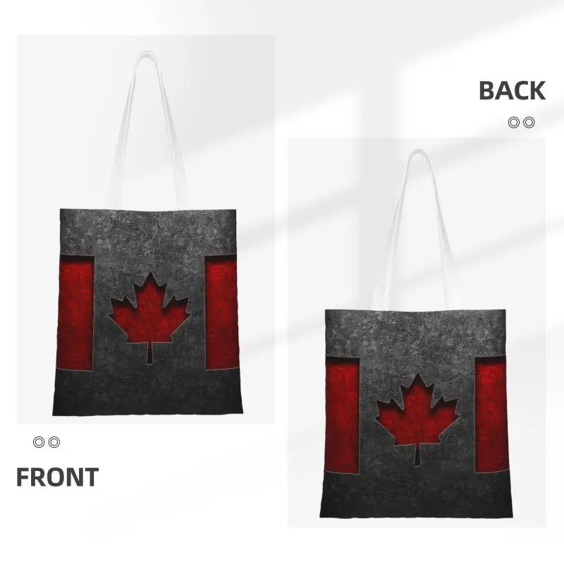 Divertente bandiera canadese Shopping Tote Bags riciclaggio strutturato bandiera canadese drogheria tela Shopper borsa a tracolla