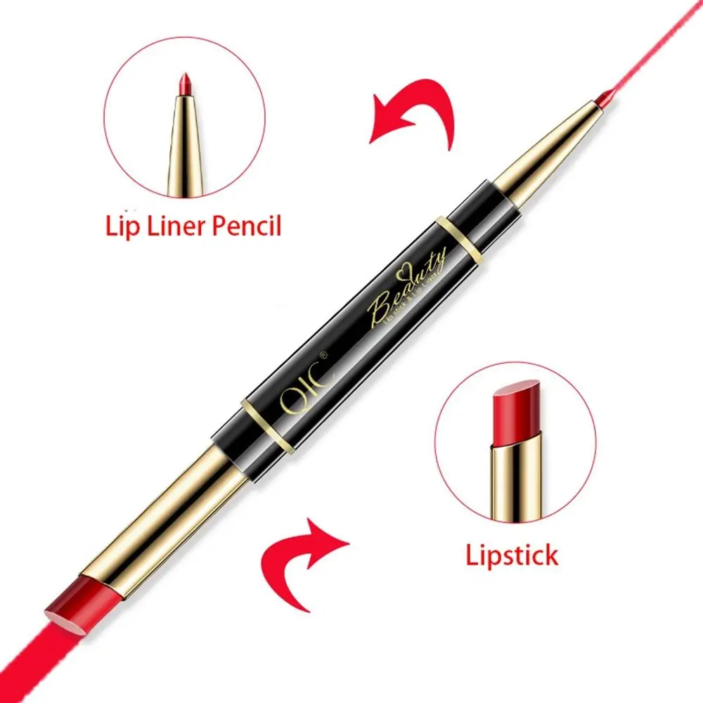 Double Ended Double Head Matt Lippenstift wasserdicht langlebiges Make-up-Tool feuchtigkeit spendend nicht verblassen Liner Bleistift Mädchen