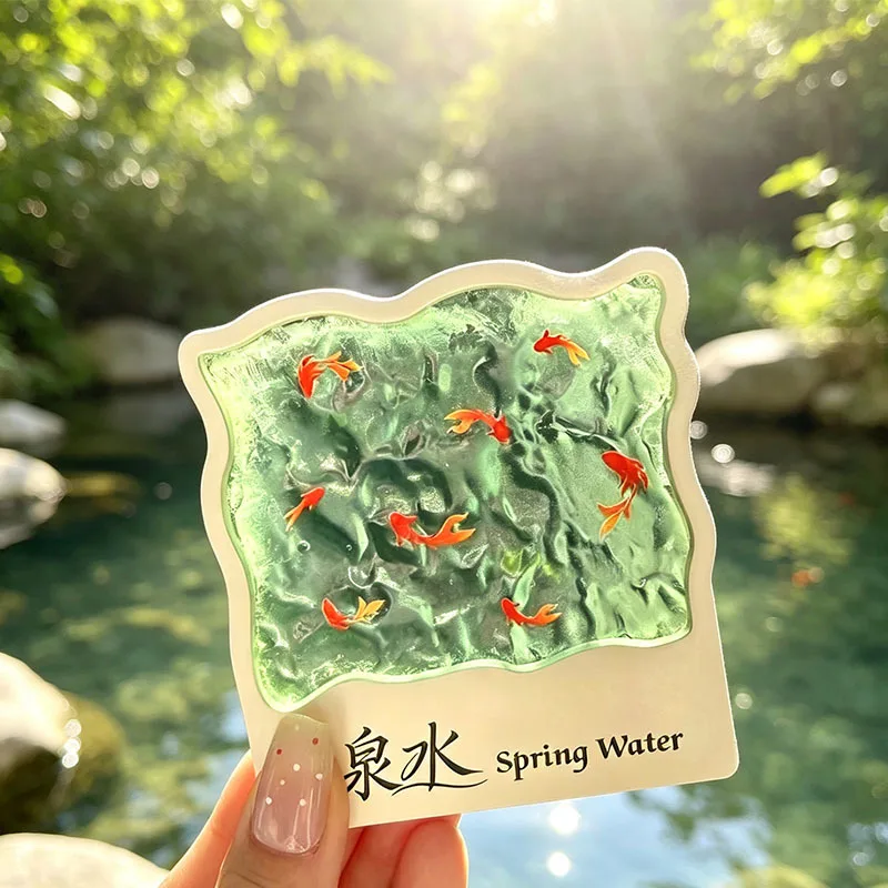 Fridge Magnet Translucent Koi Fish Spring Water Travel Souvenir Magnetic Sticker For Home Kitchen Decor Collection Gift