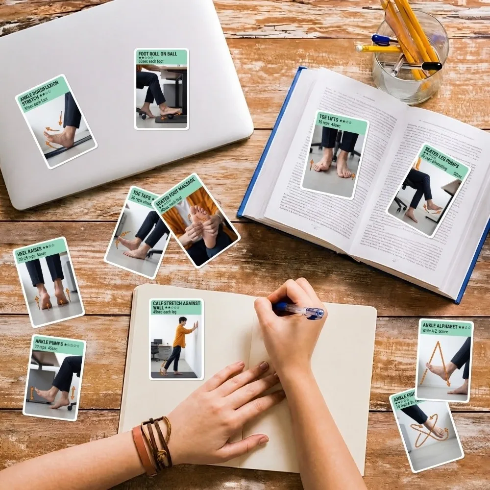 18Pcs Illustrated Step Move Guide Senior Standing Exercise Flashcards Safe Standing Poses Low-Impact Gentle Stretch Cards