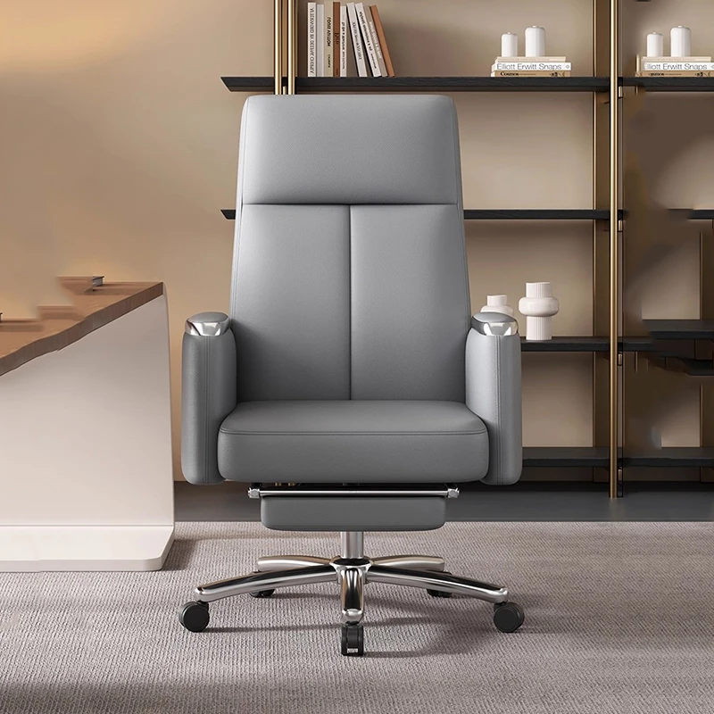 كرسي مكتب جلدي حديث فاخر بعجلات متنقلة كرسي مكتب تنفيذي للمؤتمرات مسند ظهر ومسند للقدمين أثاث عصري من Mobilya