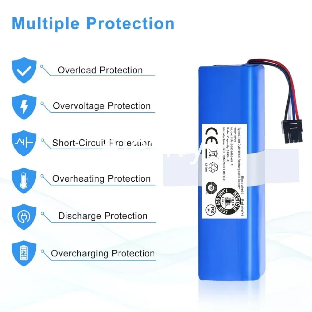 Imagem -06 - Vácuo Bateria Substituição para Eufy Robovac L70 Híbrido T2190 Eufy 360 s9 X90 X95inr18650m264s2p Aspirador de pó 14.4v 6500mah