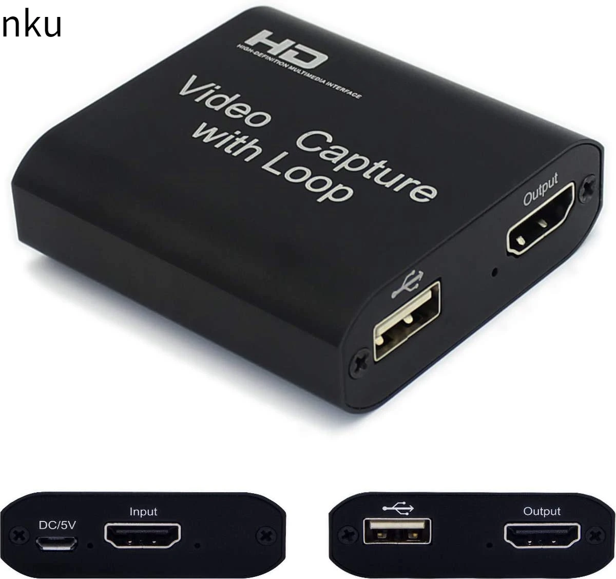 

Nku Game Capture Card 4K HD Source To USB 2.0 With Loop 1080P 720P 30Hz Video Grabber Box for PC Computer Game Live Streaming