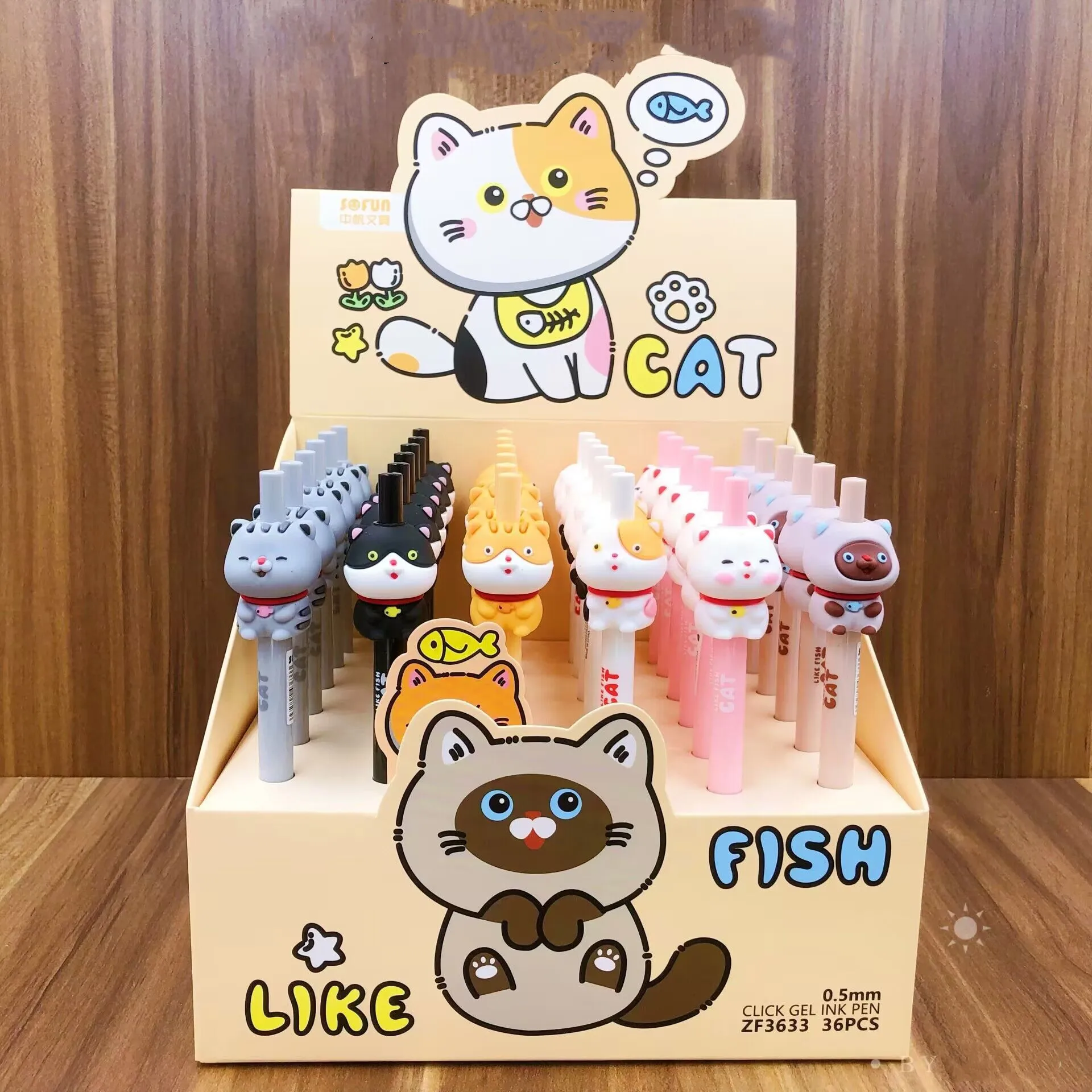 

36 pcs/lot Kawaii Cat Press Gel Pen Cute 0.5mm Black Ink Signature Pens Stationery Gift School Writing Supplies