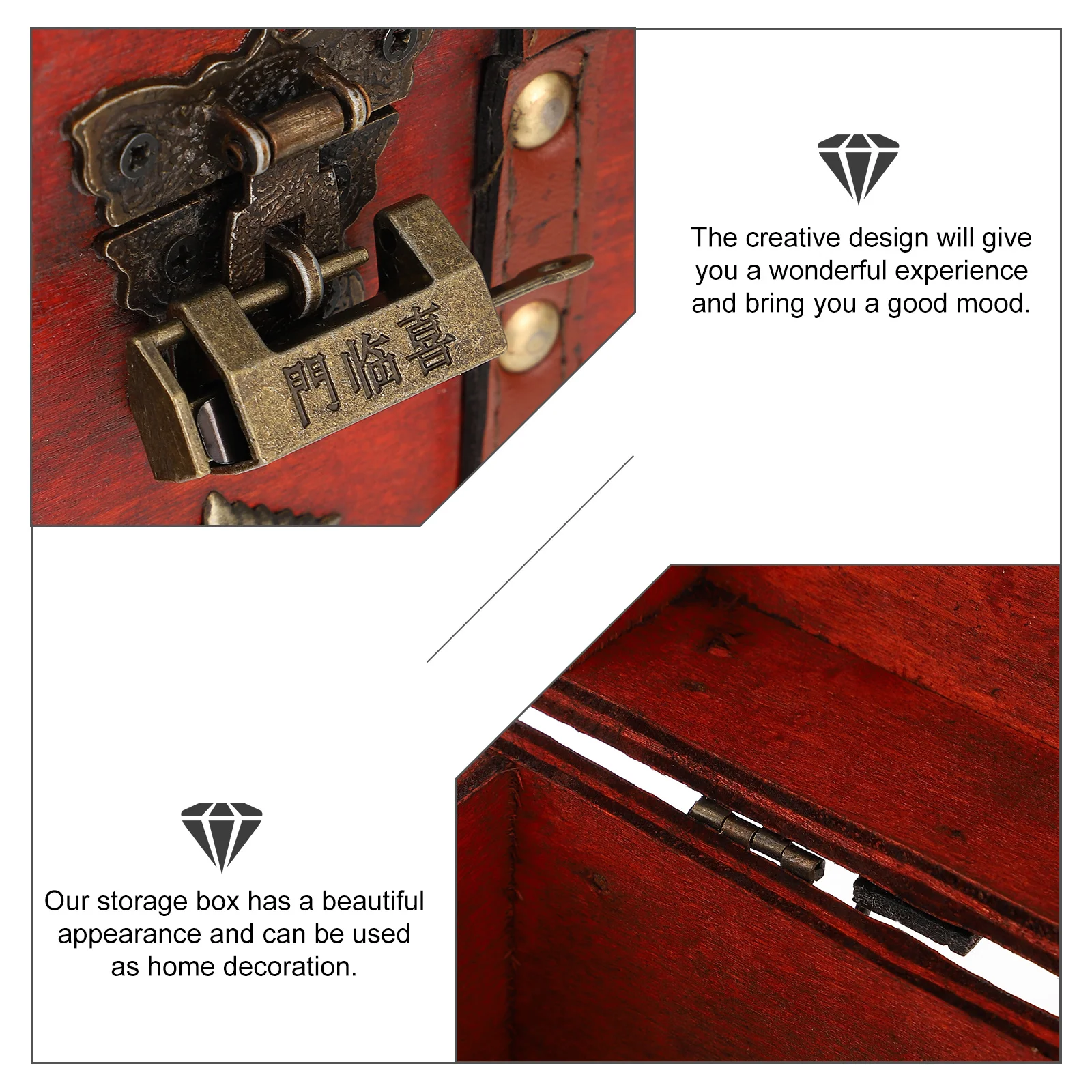 

1pc Vintage Wooden Storage Box With Lock For Office Home Desktop Organizer Sundries Household Jewelry Container Basket