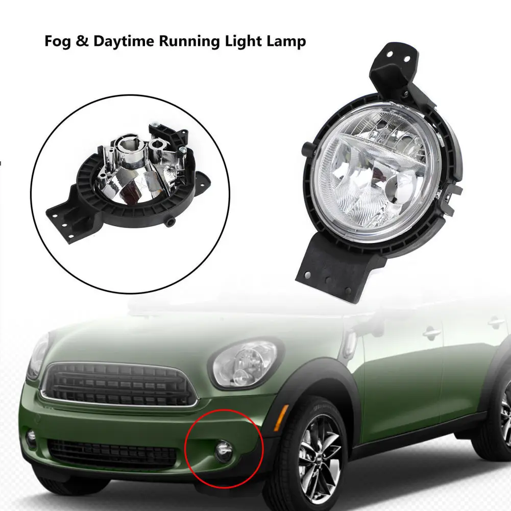 Front Bumper Fog Light Lens Housing Assembly Compatible For Mini Countryman R60 2010-2016 63179802163 (Bulb Not Included)