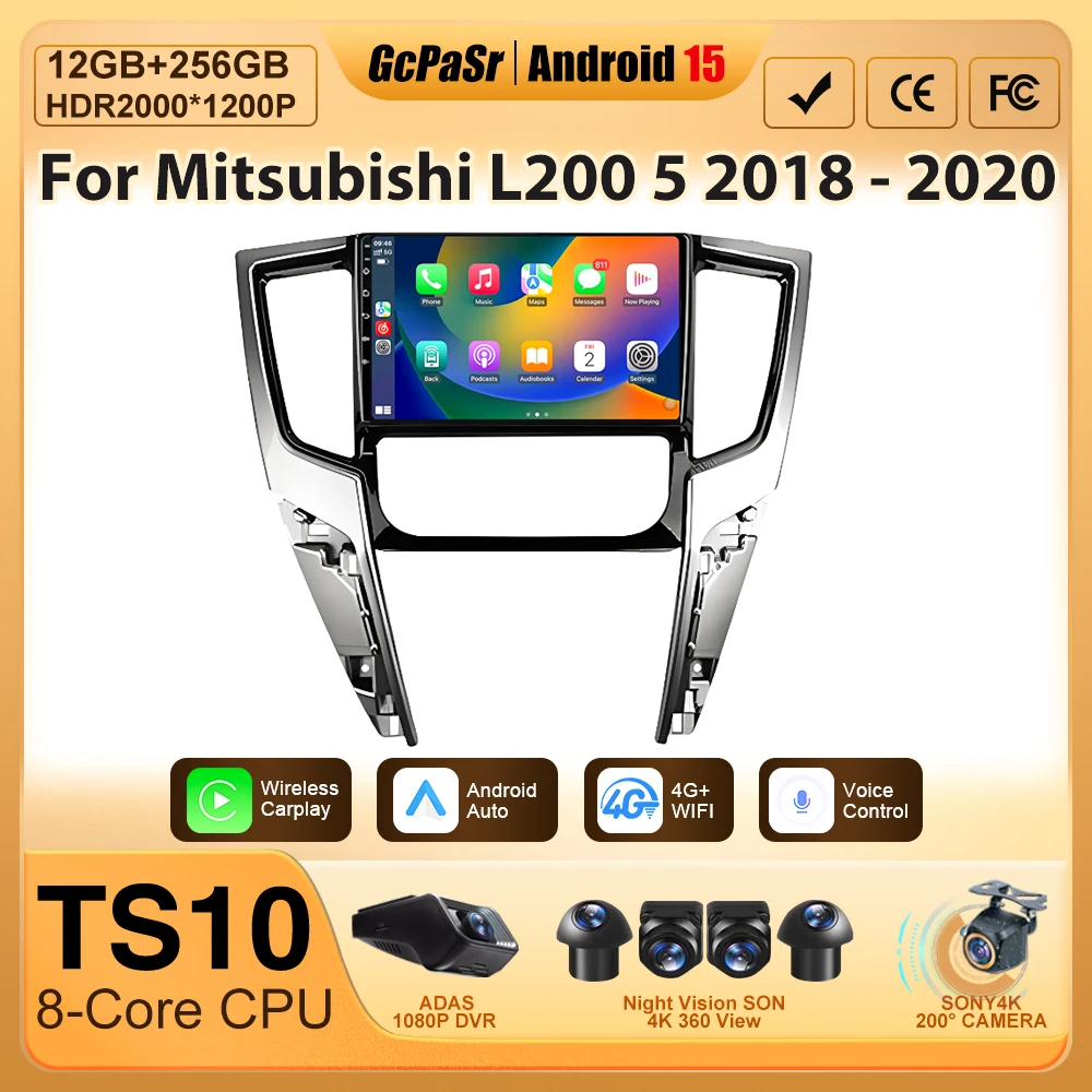 

Autoradio For Mitsubishi L200 5 2018 - 2020 LHD RHD Car Radio Carplay Android Auto Player Navigation No 2din DVD 4G WIFI Stereo