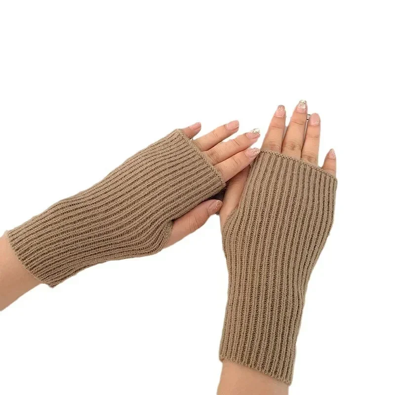 Guantes cálidos de medio dedo para mujer, manoplas de lana suave y cálida para el brazo, para otoño e invierno, 2023