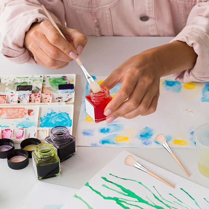 Hot TTKK Glaze Brushes For Pottery,Pottery Glaze Brushes Multipurpose Ceramic Brush Set For Acrylic Painting,Blending Mop Brushe