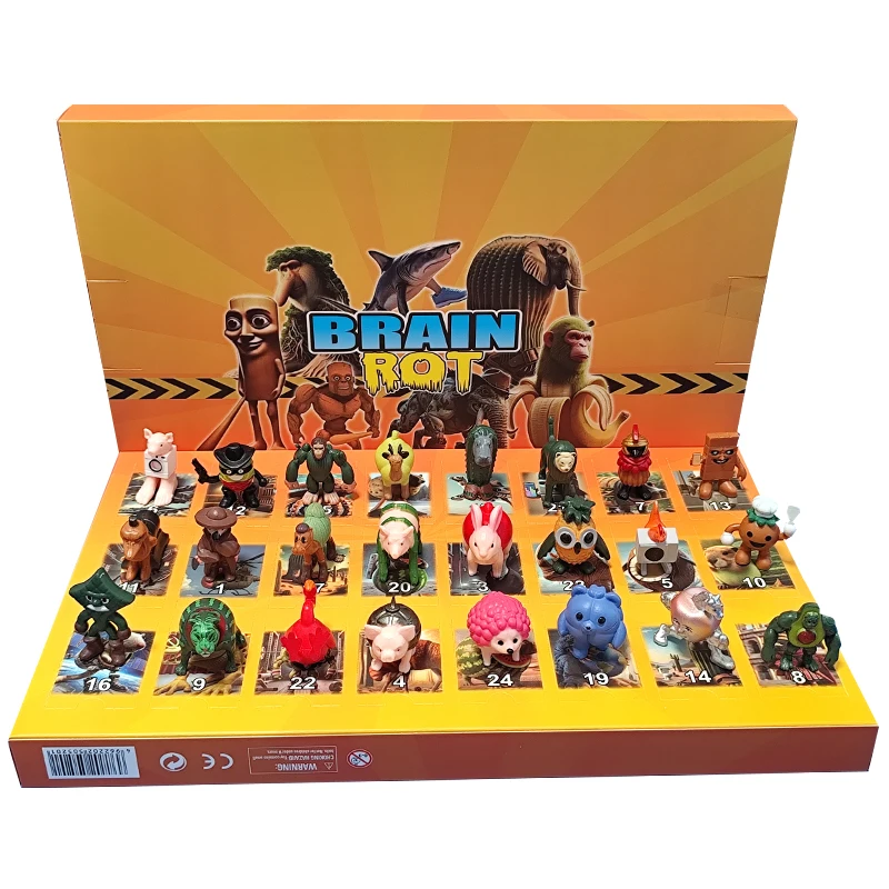 

a 24Pcs Italian Brainrot Tung Tung Sahur Figures Doll Tralalero Tralala Bombardino Crocodilo Shimpanzini Bananini Model Toy Gift