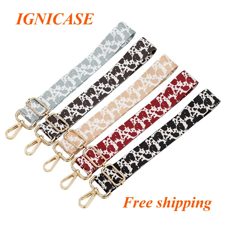 IGNICASE Cow Pattern Bag Shoulder Strap Accessories Single Shoulder Oblique Span Adjustment Replacement Burden Reduction Strap