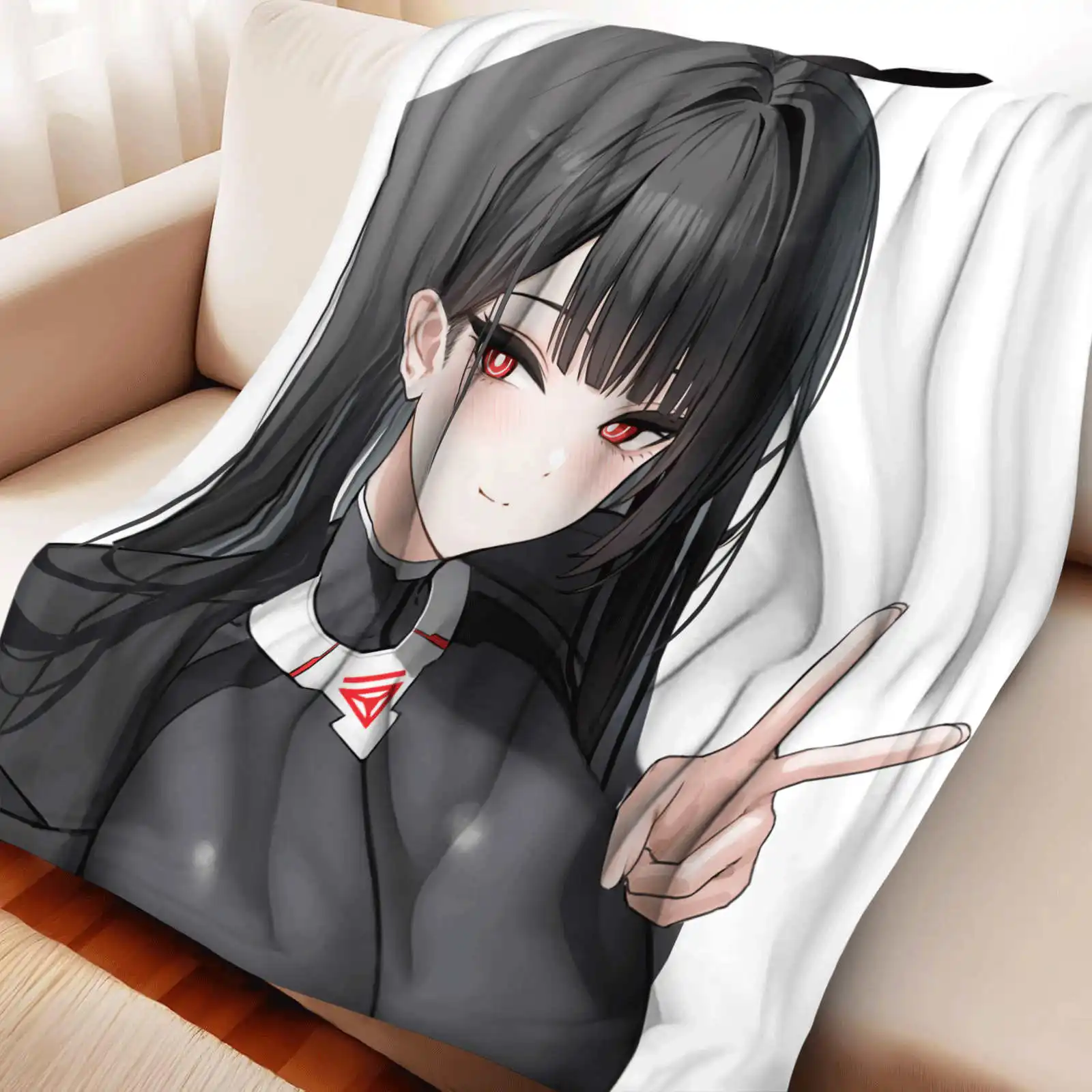 

Фланелевое одеяло с принтом Blue Archive Rion Tsukizuki, подходящее для всех сезонов, подходит для гостиной, офиса, дивана и путешествий.