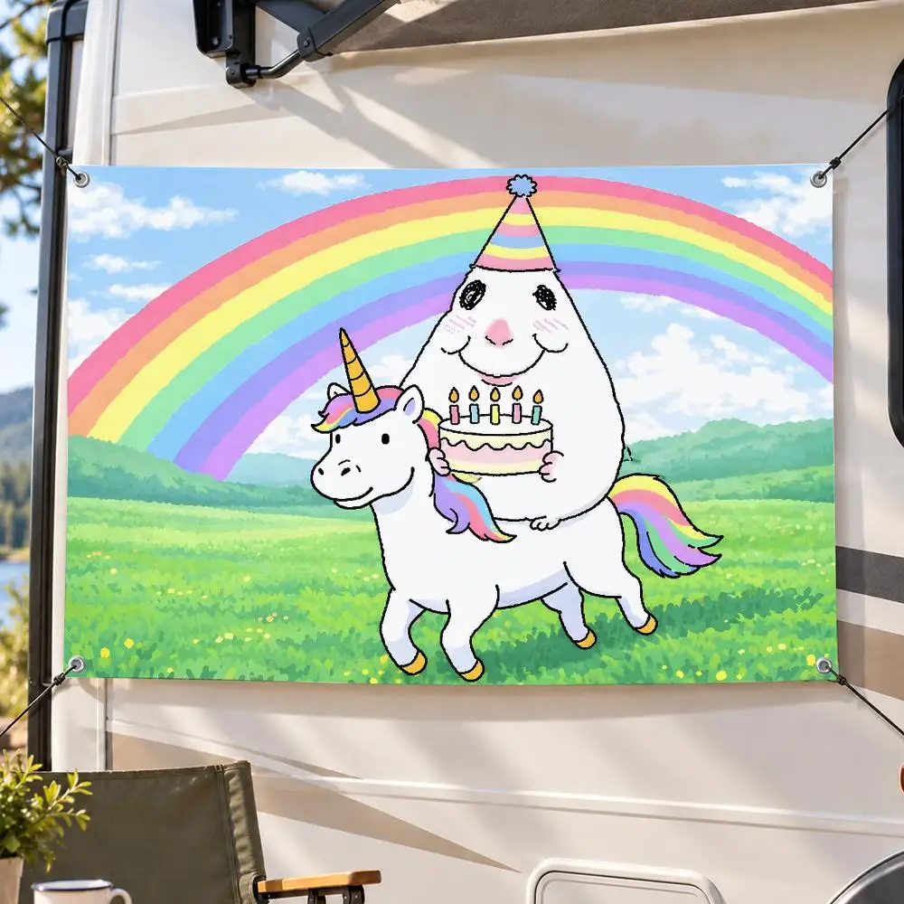 Theme Popular Historic Hamster Meme Flags Decorative Flag Banner Indoor Outdoor Garden Yard Patio Party Camping Wall Decor Gift