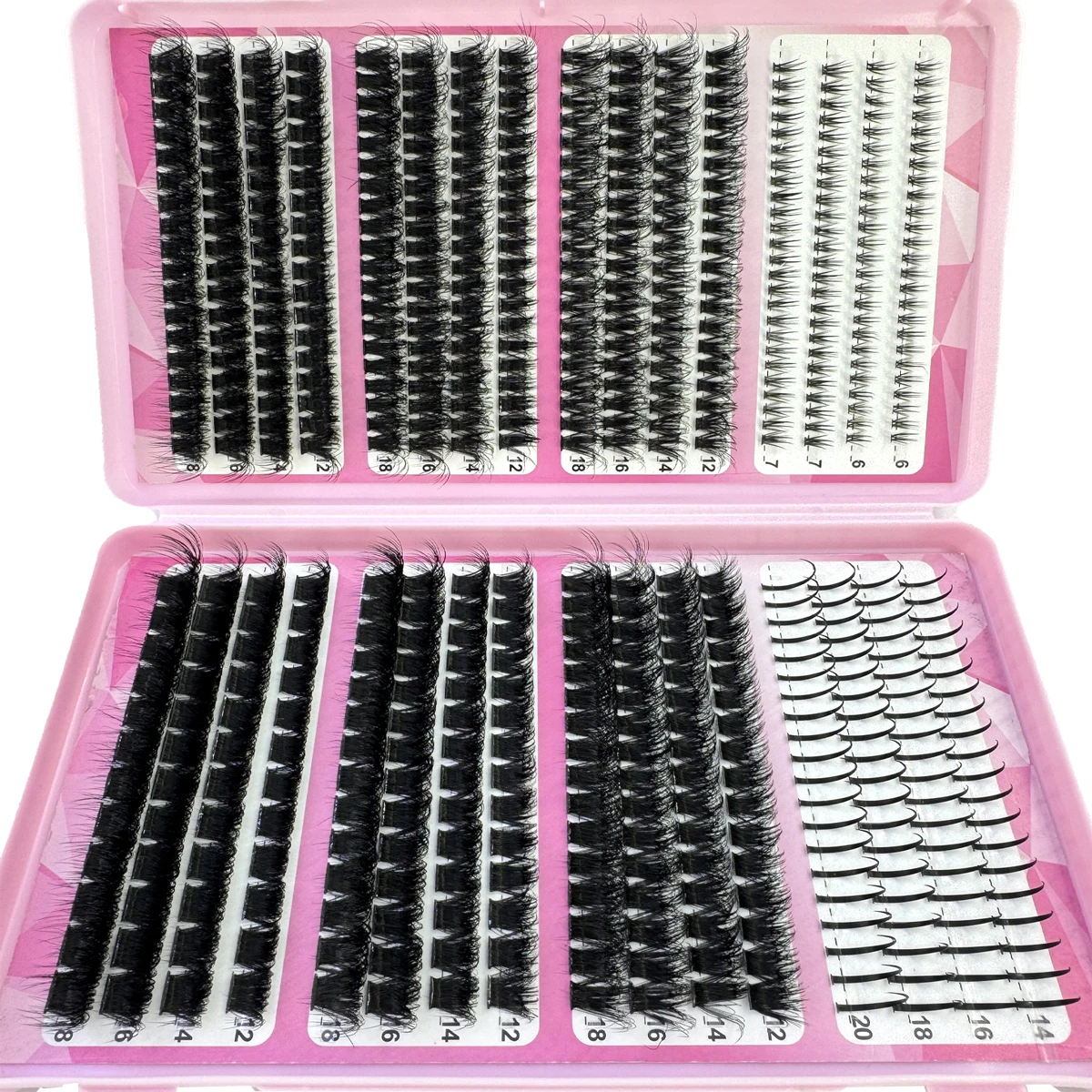 60d-200d + inferior + clusters de cílios pontiagudos volume individual cílios cluster extensões picos cílios clusters diy cílios de fadas