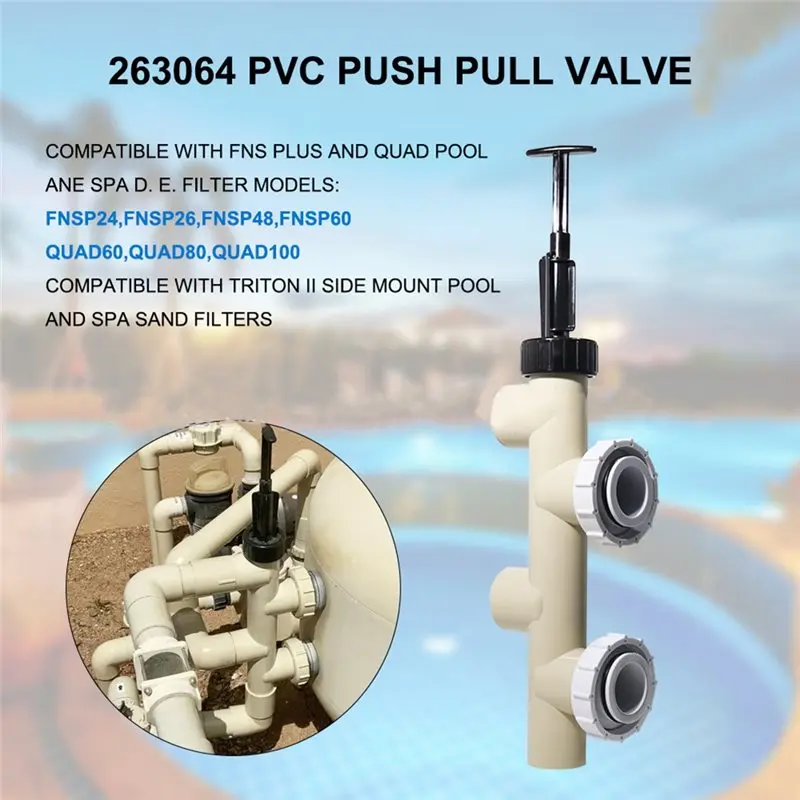 Replacement PVC Push Pull Slide Valve 263064 For D. E. And Sand Filters, 7-1/2 Inch Centerline, Part Number 263064