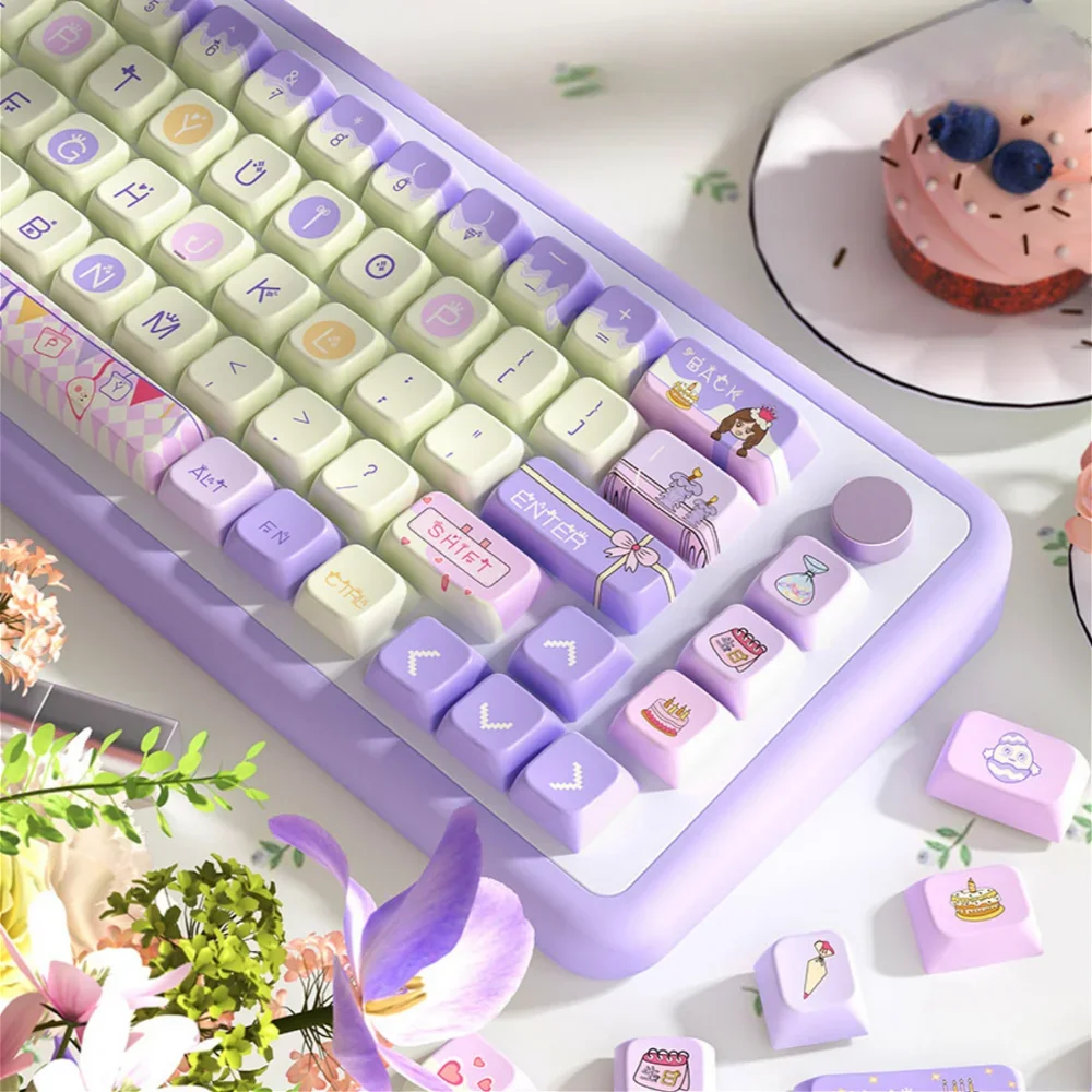 Original Happy Birthday Theme PBT Keycaps MDA Personalized Heat Sublimation Large Set for Mechanical Keyboards