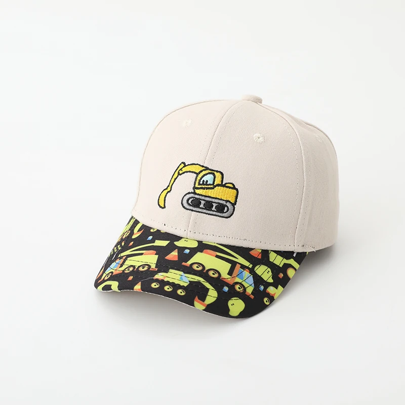 2025 Summer Baby Sports Hats Fashion School Boy Baseball Hats Excavator Embroidered Children Outdoor Kids Caps for 2-8Years