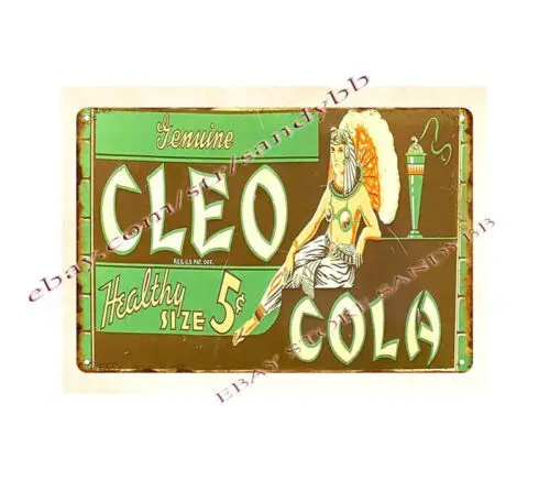 CLEO COLA SODA POP CLEOPATRA kitchen bar metal tin sign coffee shops metal art-Aluminum