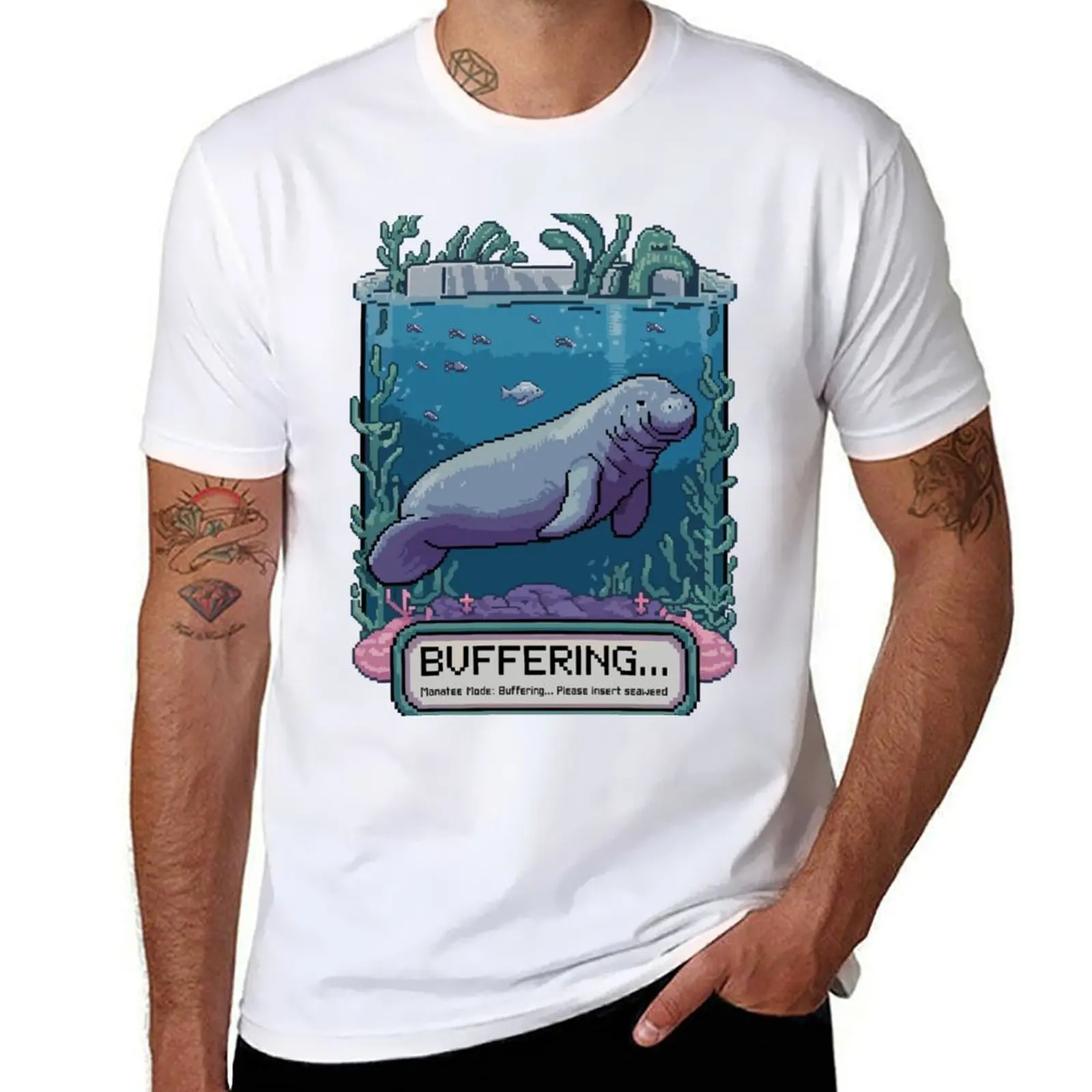 

Buffering Manatee Mode – Cute Pixel Ocean Animal T-Shirt graphic t shirts for man t shirt personalised T-Shirt