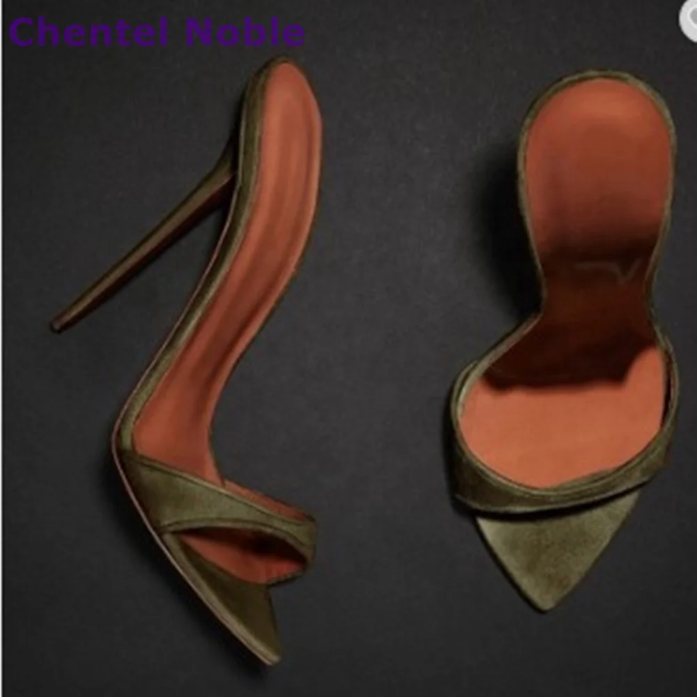 

Pointy Toe Satin Slippers Open Toe Thin High Heels Stilettos Fashion Sexy Summer Women Shoes Plus Size Mordern Sandals Outside