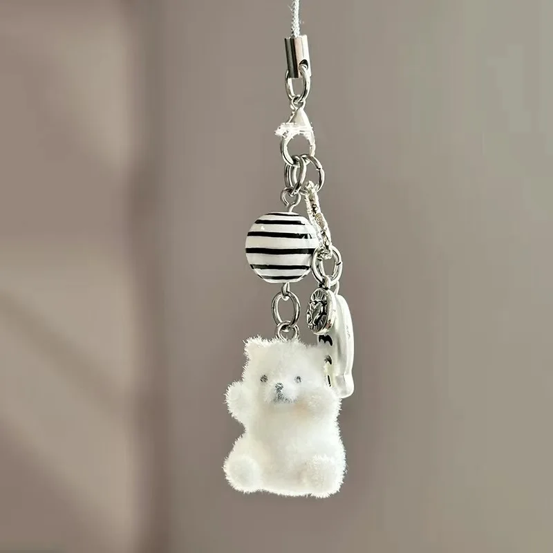 Flocking Cartoon Keychain Cute Seal Penguin Polar Bear Pendant Bag Decoration Keyring Car Key Holder Keychains Gift Fashionable