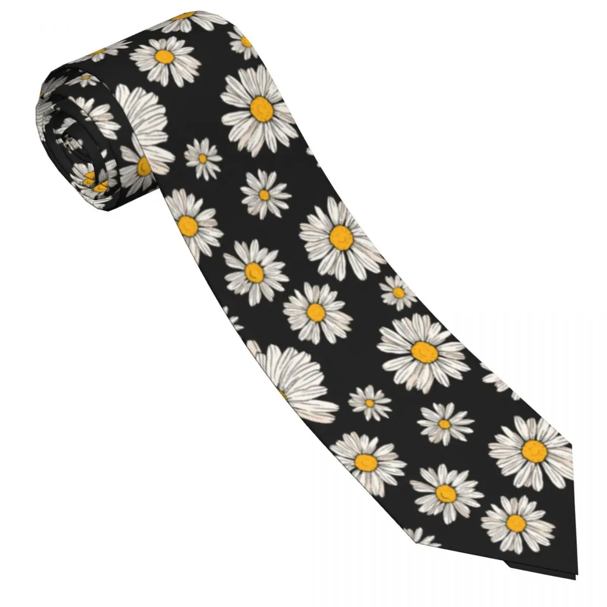 Daisy Flower Tie Chamomile Boho Wedding Neck Ties Classic Elegant Neck Tie For Men Women Graphic Collar Tie Necktie Gift