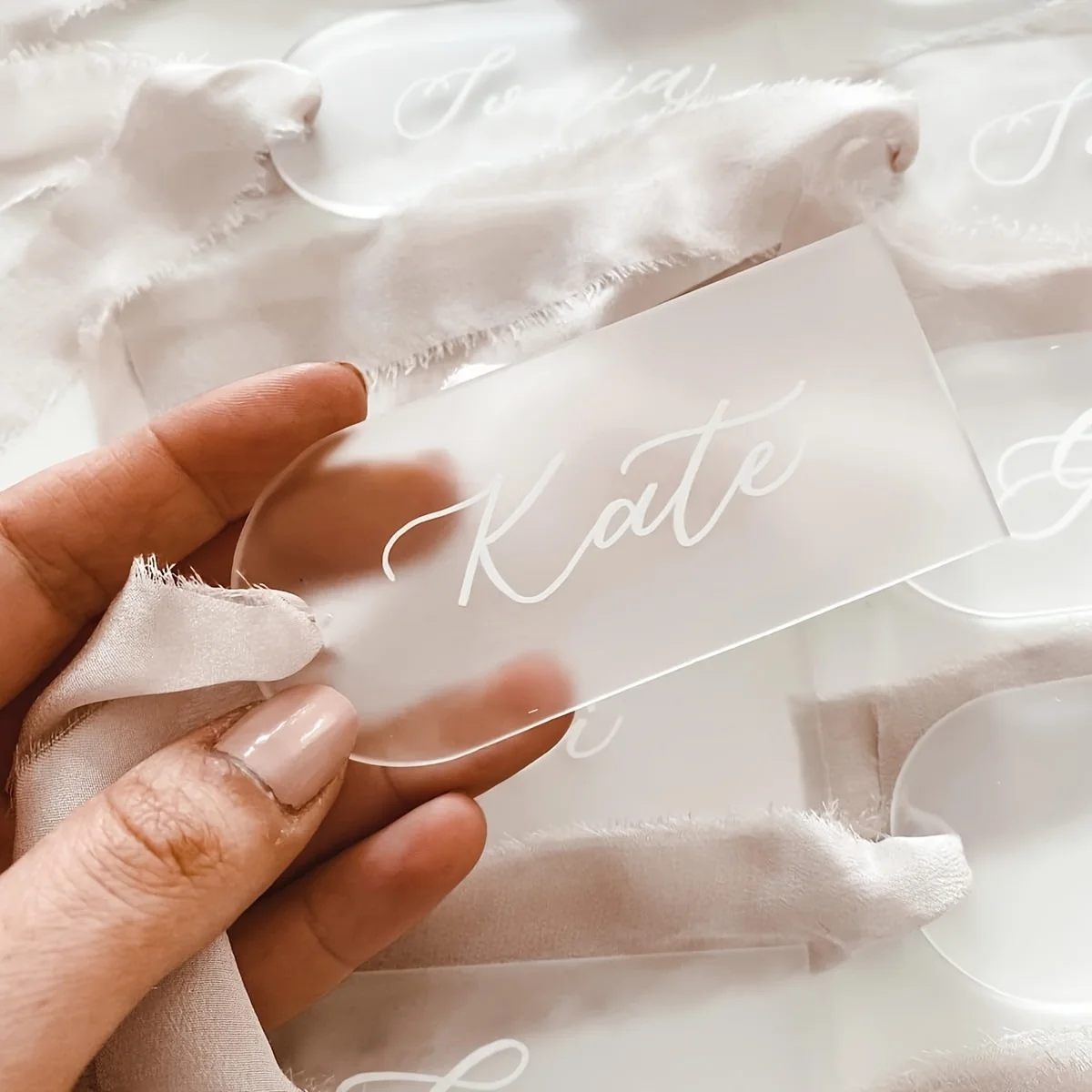 20/40 Stück Blanko-Acryl-Tischkarten für Hochzeiten – DIY handgeschriebene Dekoration für Hochzeiten, Abendessen und Veranstaltungen, Bänder nicht im Lieferumfang enthalten