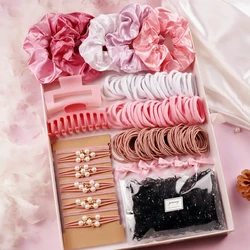 1 Set Pink Hair Accessories Set For Women Girls Hair Claw Hair Tie,Hair Scrunchies Rubber Band For Hair Fashion Hair Accessories