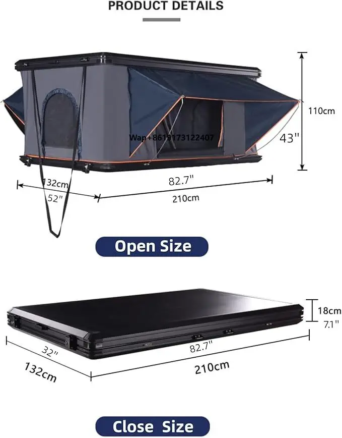 

SUV Aluminum Frame Pop-Up Hard Roof Top Tent Truck and Car Exterior Accessories Roof Tent