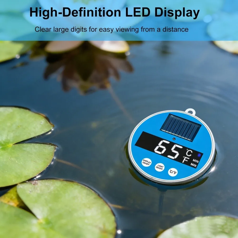 ABS Material Solar Pool Thermometer with 12.7cm Length and IPX7 Waterproof Certification for Outdoor Installation