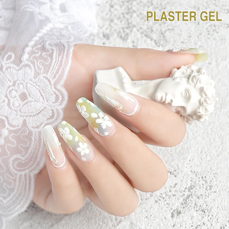 5g/barattolo Nail gesso disegno inciso smalto Gel per unghie effetto gesso 3D colla per gesso Design per unghie fai da te non c' è bisogno di decorazione del Top Coat