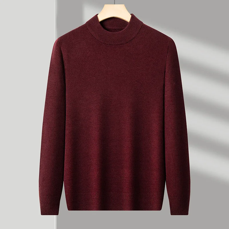 Men's Wool With Wool, Half Turtleneck, Solid Color Base Shirt, New Thickened Warm Sweater For Autumn And Winter