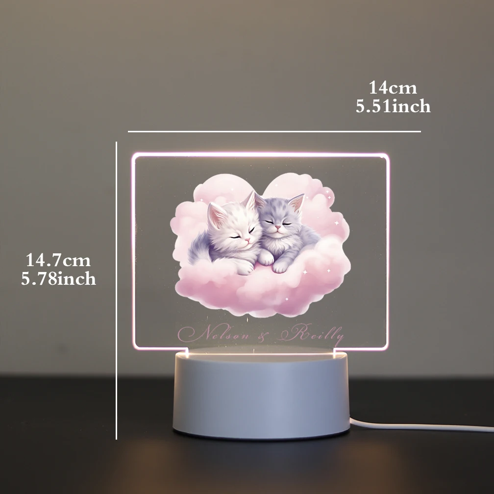 1 customized LED light panel Love the little cat Bedroom bedside ambient light Sending Father's Day Gift to Dad
