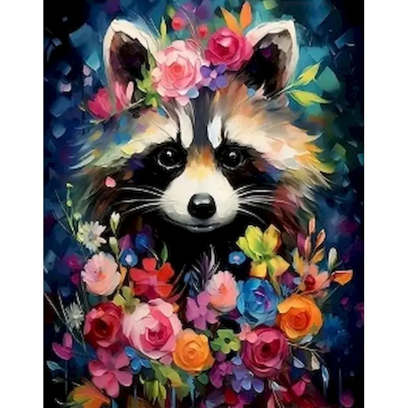 

PhotoCustom Diy Painting By Numbers Raccoon Frameless Acrylic Paint Wall Drawing By Numbers Modern Animals For Diy Gift
