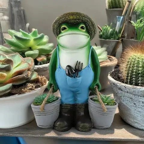 2026 Latest Models Small Creative Frog Decorative Ornaments Top Quality for Outdoor Courtyard Balcony Garden Succulent Flowerpot