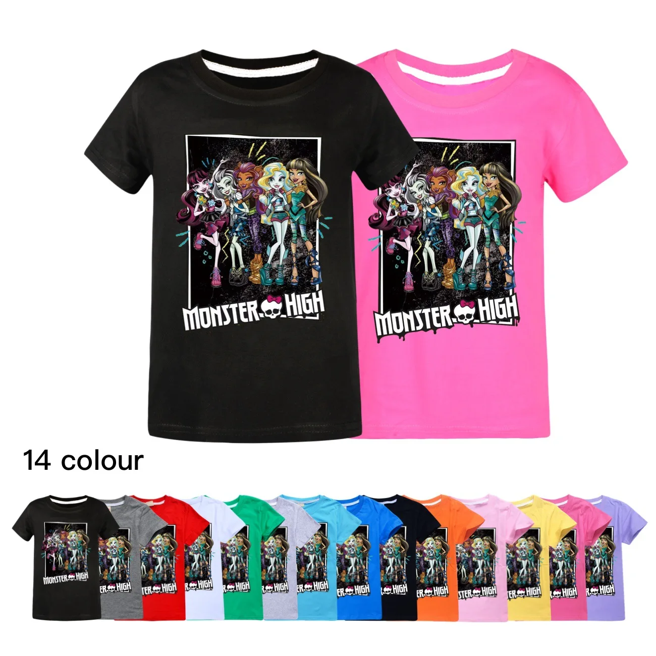 

Girl Monster High Clothes Fashion Kids Wear Cotton Summer Casual Tops Boys Short-sleeved T-shirts Toddler Shirts Baby Boy Tops