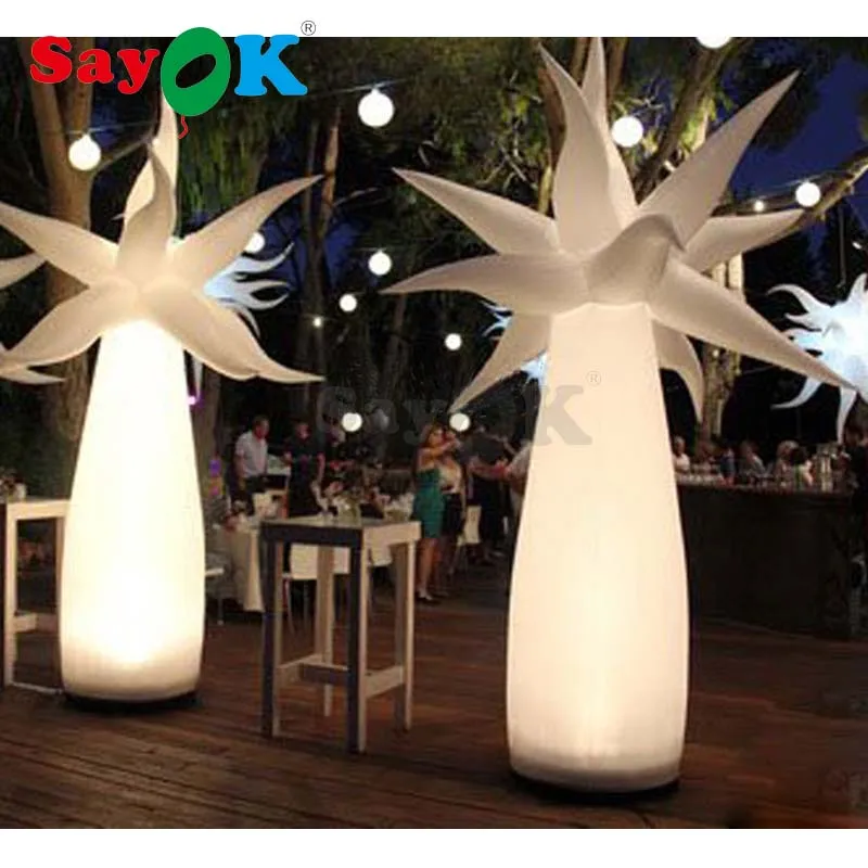 

Sayok Inflatable Lighting Pillar Inflatable Palm Tree Column with Air Blower Led Light for Party Stage Performance Decoration