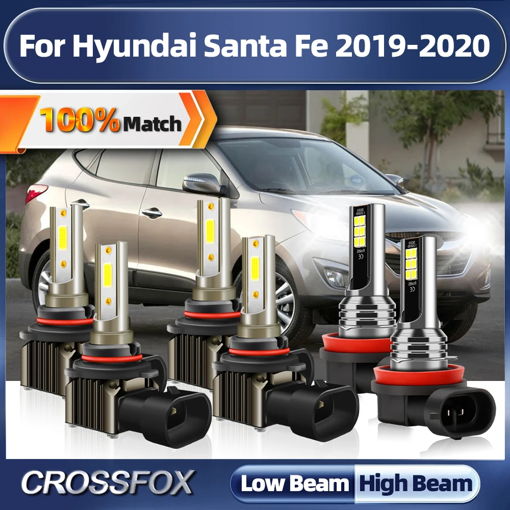 

Canbus LED Headlight Bulbs 60000LM Turbo Car Lamp 12V 24V Plug&Play Fog Light 6000K White For Hyundai Santa Fe 2019 2020