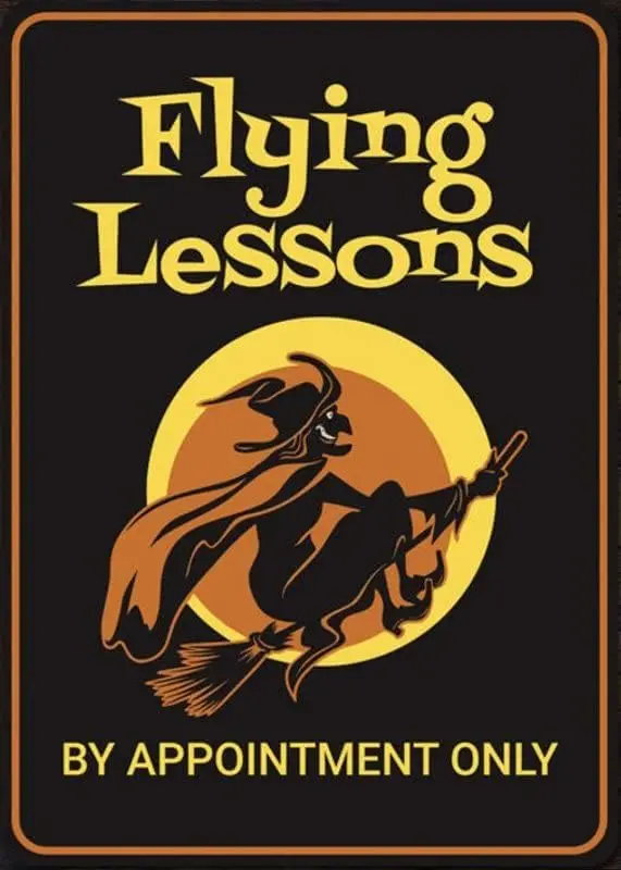 Flying Lessons Sign, Witch Broom Sign, Witch Gift Decor, Halloween Sign, Halloween Decor Gift, Metal Sign Decor, Quality Al sign