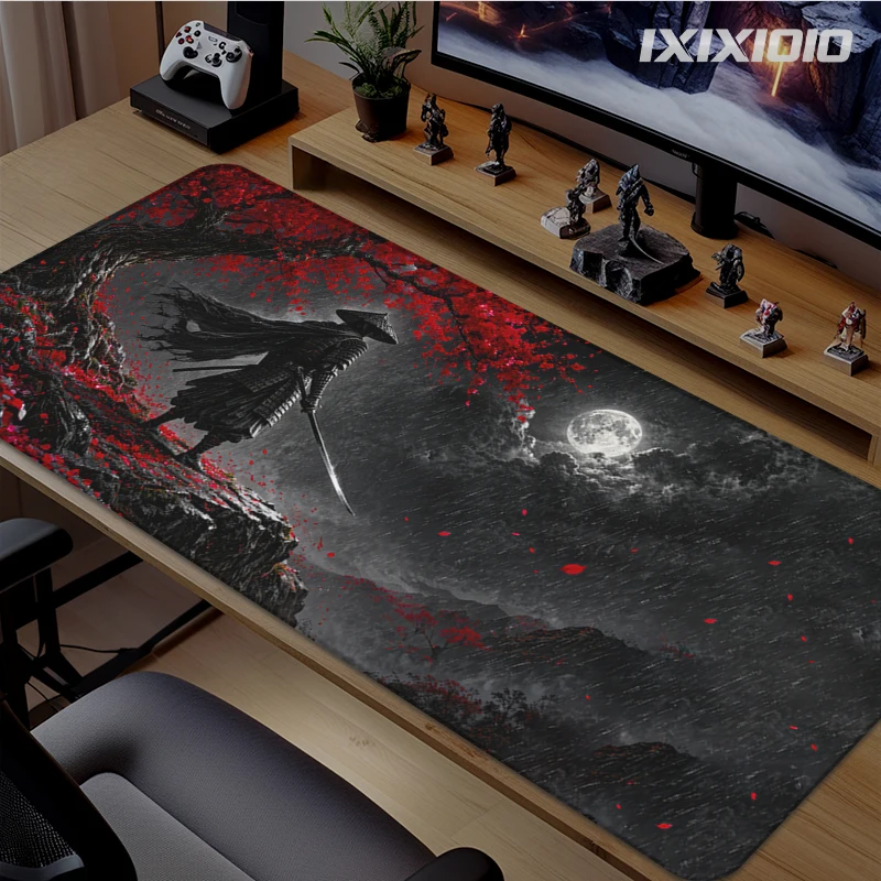 Black And Red Japanese Samurai Art Mouse Pad Gamer XL Computer HD Large Mousepad XXL Mechanical Keyboard Pad Carpet Soft Office