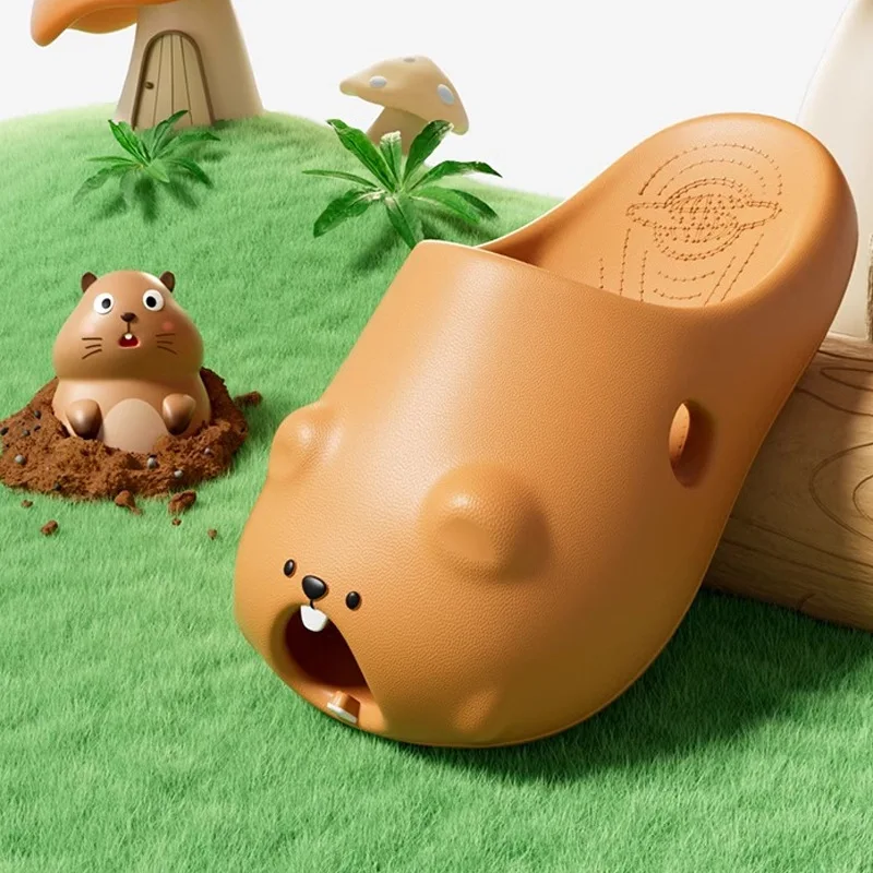 

Man Women Cute Slippers Buck Toothed Groundhog Sandals For Women Summer Thick Soled Height Increasing Anti Slip Home Couple's